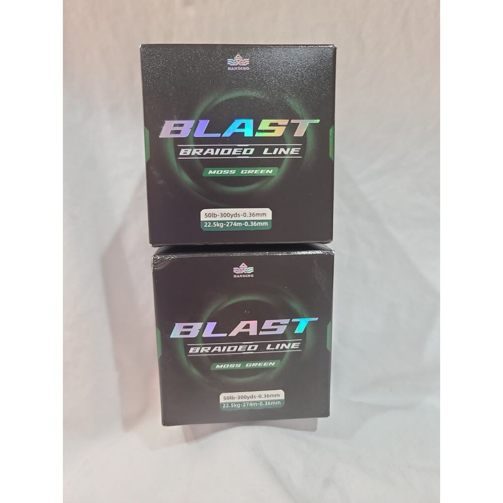 Blast Braided Fishing Line 50lb 300 yards Moss Green , Pack Of 2 NIB